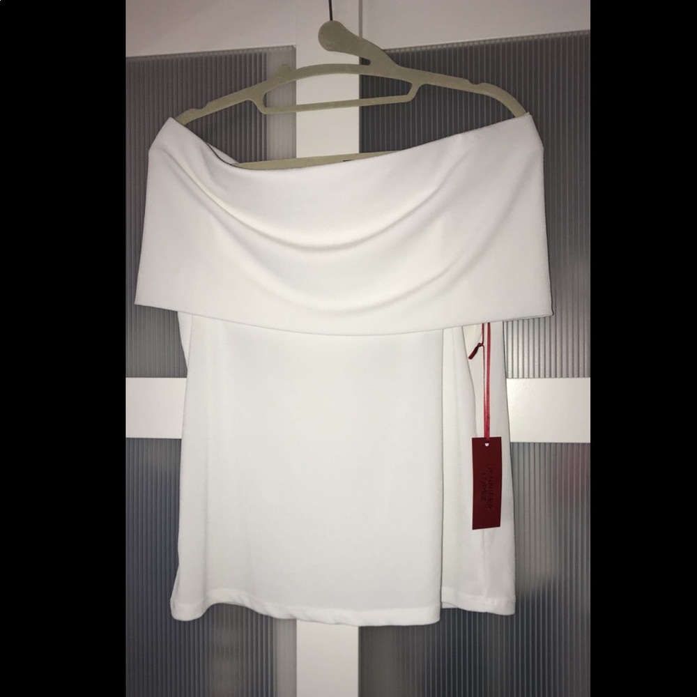 off the shoulder white flowy top